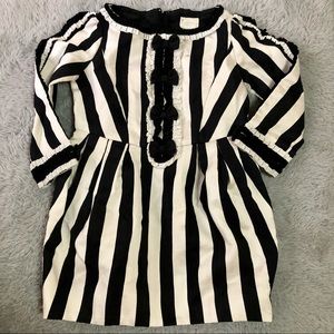 H&M CREAM AND BLACK STRIPPED FORMAL DRESS FOR TODDLER SIZE 2-3Y RUFFLED DETAILS